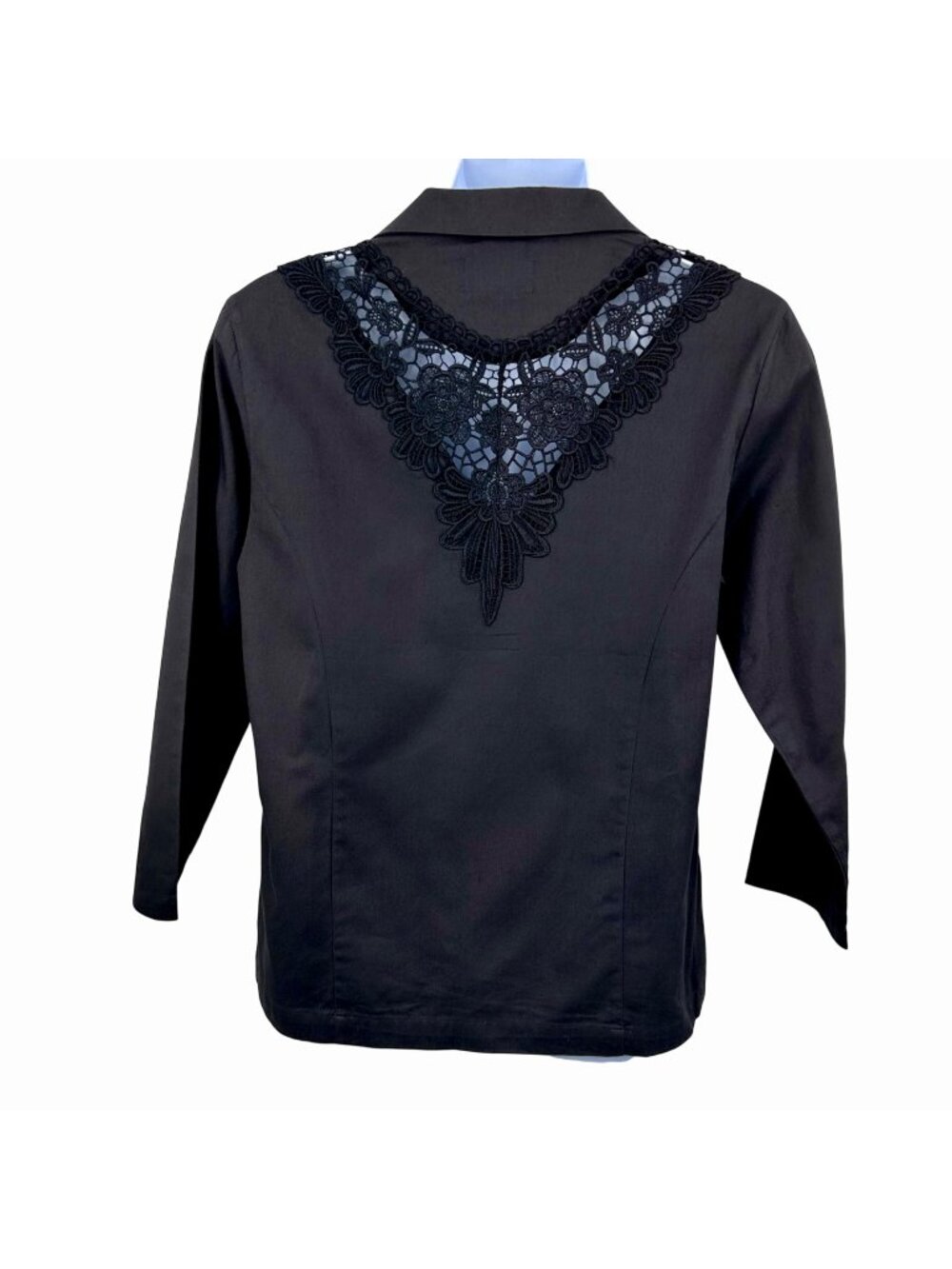 VINTAGE MAURADA BLACK EMBROIDERED LACE 90'S OVERSIZE BLAZER W/ POCKETS - L